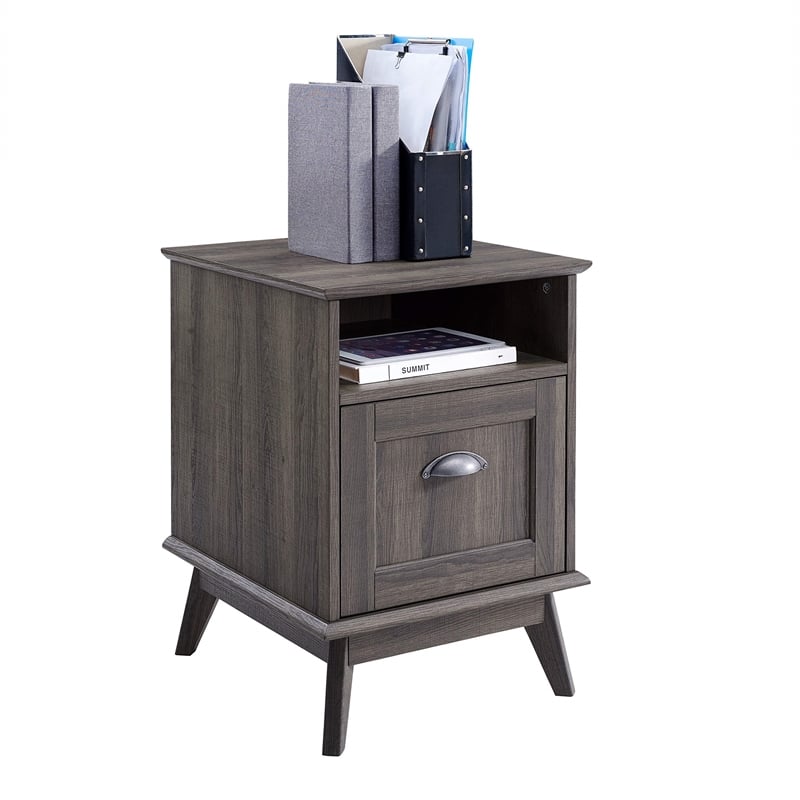 Pemberly Row Wood Home Office File Cabinet with Drawer in Smoke Oak