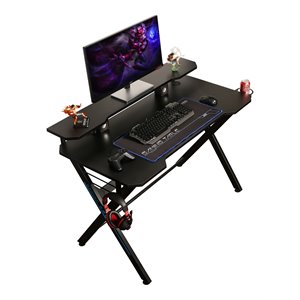 Pemberly Row 48&quot Wood Home Office Gaming Computer Desk with X Shaped in Black