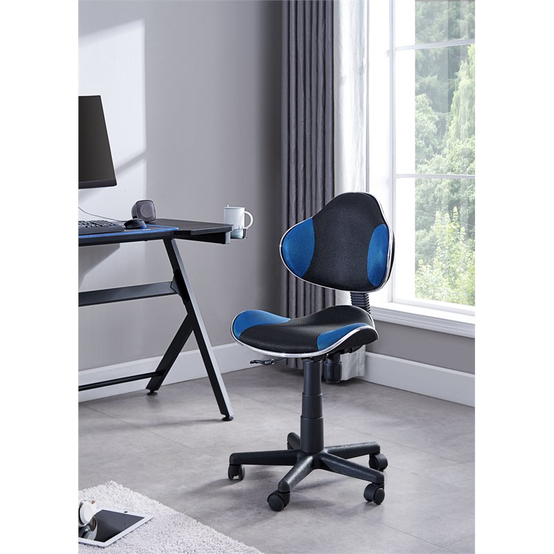 Pemberly Row Low Back Computer Executive Chair w/ Extra Large Base in Black/Blue