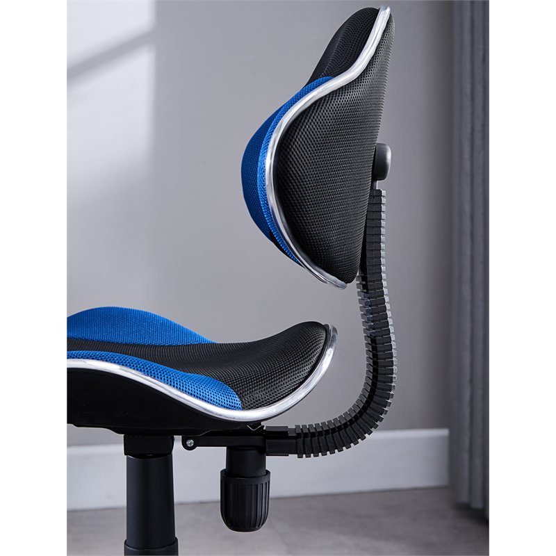 Pemberly Row Low Back Computer Executive Chair w/ Extra Large Base in Black/Blue