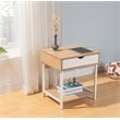 Pemberly Row Modern Wood End Table with Drawer and Storage Shelves in Oak/White