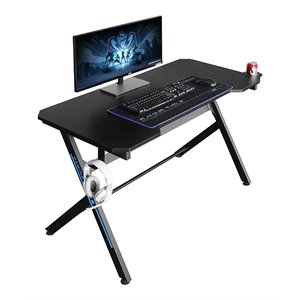 Pemberly Row 48&quot Home Office Gaming Computer Desk with Cable Management in Black