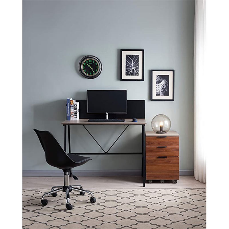 Pemberly Row 3-Drawer Rolling File Cabinet with Locking Wheels in Brown/Gray