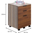 Pemberly Row 3-Drawer Rolling File Cabinet with Locking Wheels in Brown/Gray
