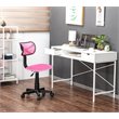 Pemberly Row Wood & Metal Writing/Computer Desk with Drawers in White