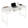 Pemberly Row Wood & Metal Writing/Computer Desk with Drawers in White