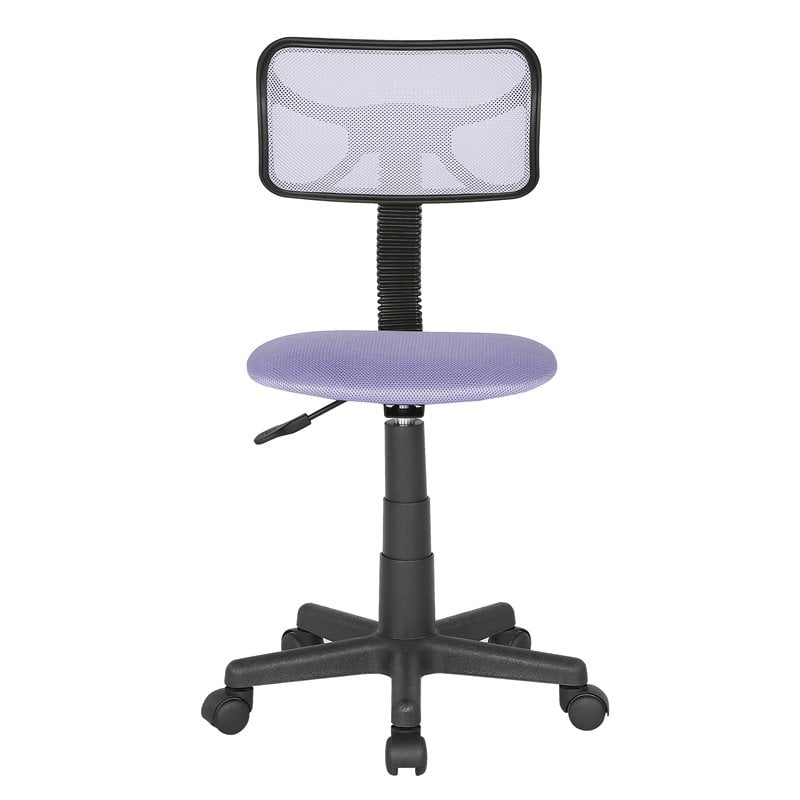 Pemberly Row Low-Back Mesh & Plastic Upholstered Rolling Desk Chair in Purple