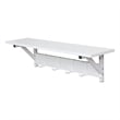 Pemberly Row Wood/Floating Shelf with Coat Hooks Key Holder in White (Set of 3)