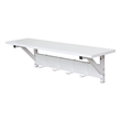 Pemberly Row Wood/Floating Shelf with Coat Hooks Key Holder in White (Set of 2)