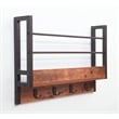 Pemberly Row Floating Book Shelf w/ Coat Hooks Key Holder in Brown (Set of 3)