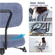Pemberly Row Low Back Velvet Fabric Armless Home Office Computer Chair in Blue