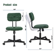 Pemberly Row Low Back Velvet Fabric Armless Home Office Computer Chair in Green