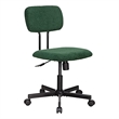 Pemberly Row Low Back Velvet Fabric Armless Home Office Computer Chair in Green