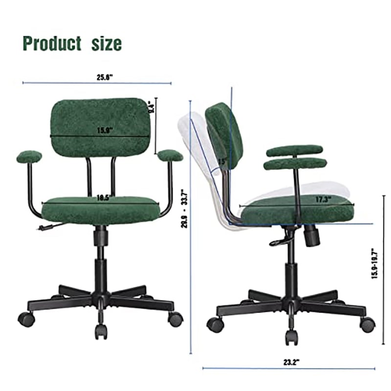 Pemberly Row Low Back Home Office Computer Chair with Armrest in Green