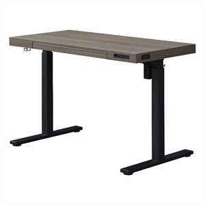 Pemberly Row 48&quot Electric Height Adjustable Wood Standing Desk in Gray Oak