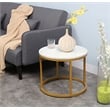Pemberly Row Round Wood/Metal Nesting Coffee Table in Gold/Marble (Set of 2)