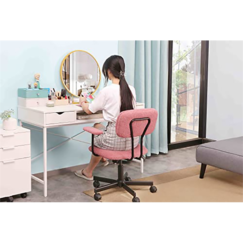 Pemberly Row Low Back Home Office Computer Chair with Armrest in Pink