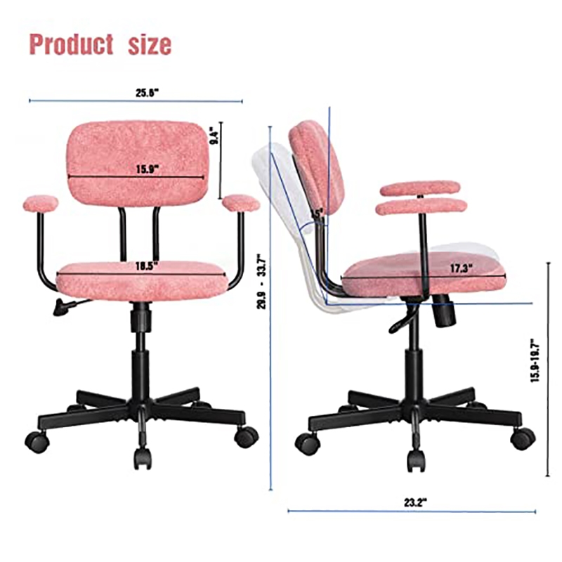 Pemberly Row Low Back Home Office Computer Chair with Armrest in Pink