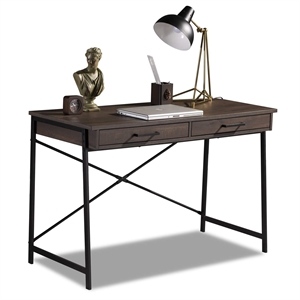 Pemberly Row L-Shaped Wood Home Office Computer Corner Desk in Smoky Oak