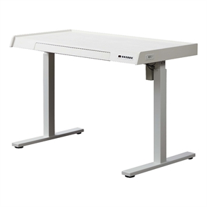 Pemberly Row 48&quot Electric Height Adjustable Standing Desk with Drawer in White
