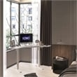 Pemberly Row Corner Electric Height Adjustable Wood Standing Desk in White
