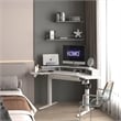 Pemberly Row Corner Electric Height Adjustable Wood Standing Desk in White
