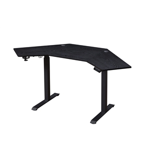 Pemberly Row Corner Electric Height Adjustable Wood Standing Desk in Black