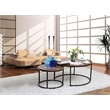 Pemberly Row Round Wood/Metal Nesting Coffee Table in Rustic Brown (Set of 2)