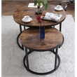 Pemberly Row Round Wood/Metal Nesting Coffee Table in Rustic Brown (Set of 2)