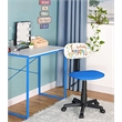 Pemberly Row Low-Back Adjustable Plastic Rolling Drawing Desk Chair in Blue