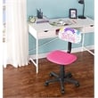 Pemberly Row Low-Back Adjustable Plastic Rolling Drawing Desk Chair in Pink