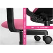 Pemberly Row Low-Back Adjustable Plastic Rolling Drawing Desk Chair in Pink