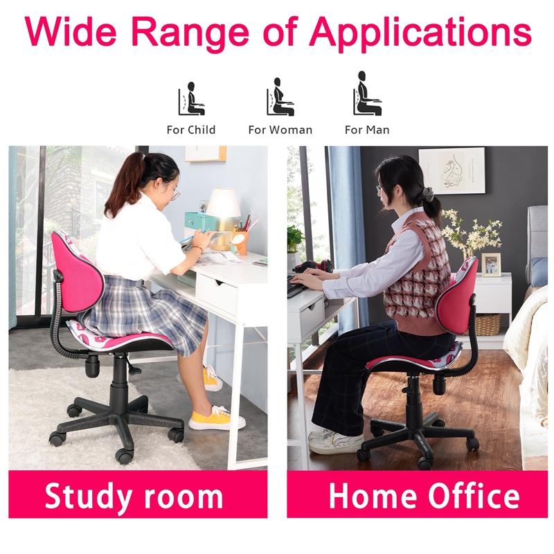 Pemberly Row Low Back Computer Executive Chair with Large Base & Pads in Pinklip