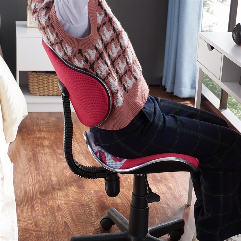 Pemberly Row Low Back Computer Executive Chair with Large Base & Pads in Pinklip