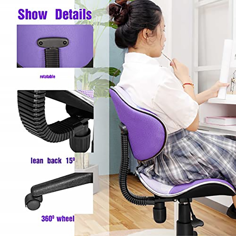 Pemberly Row Low Back Computer Executive Chair with Large Base & Pads in Purple
