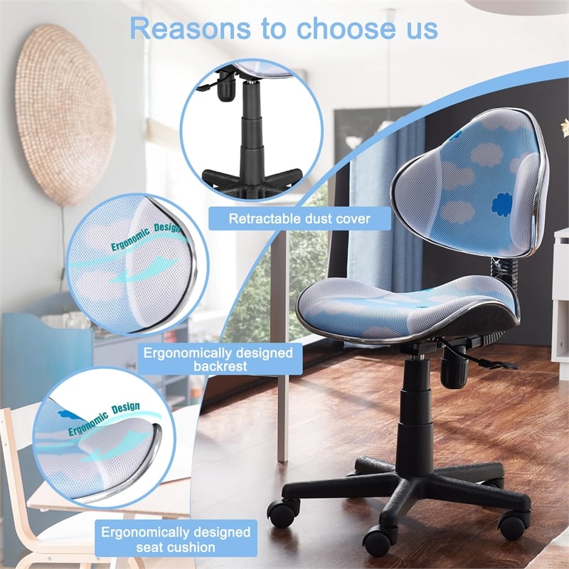 Pemberly Row Low Back Computer Executive Chair with Large Base and Pads in White