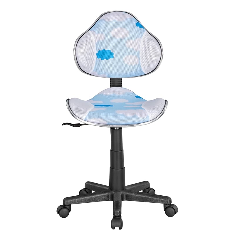 Pemberly Row Low Back Computer Executive Chair with Large Base and Pads in White