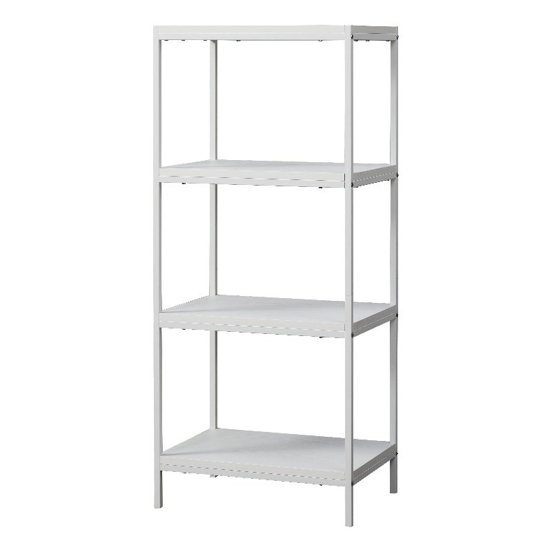 Pemberly Row 4-Tier Wood & Metal Bookshelf with Open Shelves in White
