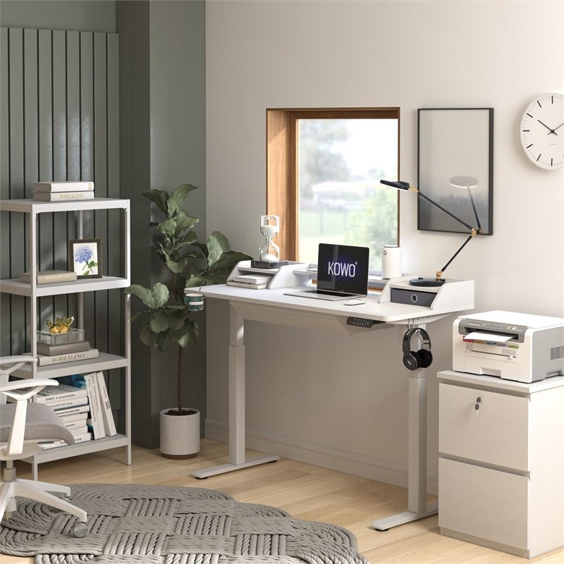 Pemberly Row 4-Tier Wood & Metal Bookshelf with Open Shelves in White