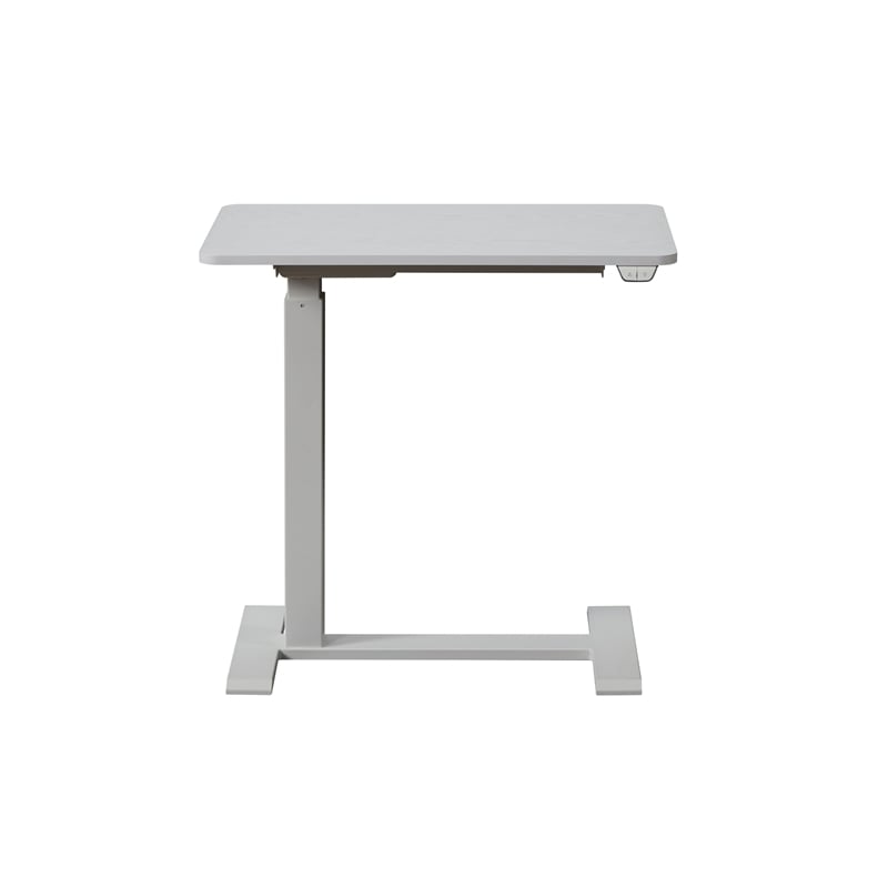 Pemberly Row Electric Height Adjustable Wood/Metal Side End Table in White