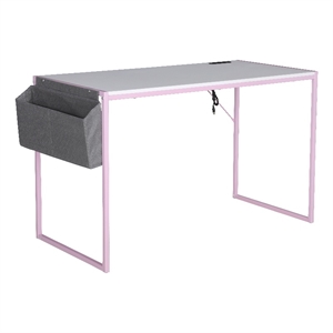 Pemberly Row 31&quot Home Office Computer Desk with Storage Bag USB Hub in Pink