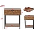 Pemberly Row Wood Side End Table with Drawer and Storage Shelves in Brown