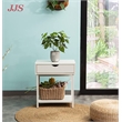 Pemberly Row Wood Side End Table with Drawer and Storage Shelves in White
