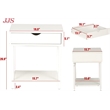 Pemberly Row Wood Side End Table with Drawer and Storage Shelves in White