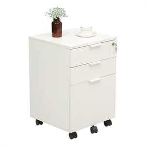Pemberly Row 3-Drawer Storage Home Office Filing Cabinet with Locks in White