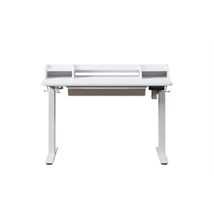 Pemberly Row 48&quot Electric Wood Standing Desk with Hutch and Drawer in White