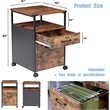 Pemberly Row Mobile Open Shelf Home Office Filing Cabinet Printer Stand in Brown