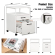 Pemberly Row Mobile Open Shelf Home Office Filing Cabinet Printer Stand in White