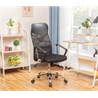 Pemberly Row Metal Rolling Executive Chair with High Back Swivel in Black