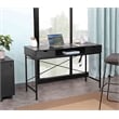 Pemberly Row Large Writing Desk with Drawer USB Ports Charging Station in Black